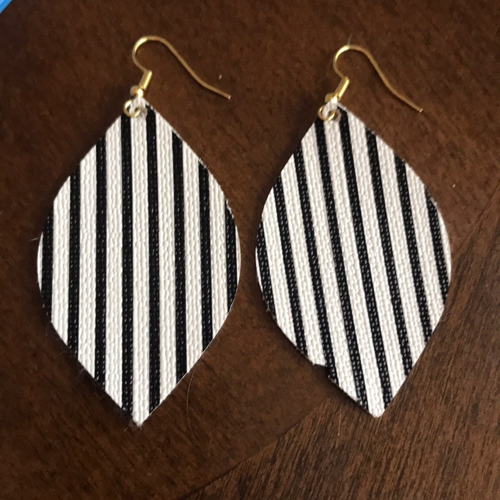 leather striped earrings